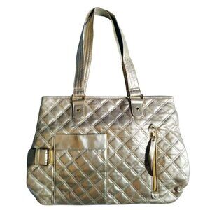 Elizabeth Taylor Purse Quilted Large Tote Bag Gold Color House Of Taylor Handles